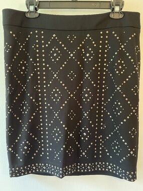 NWT Cache studded black pencil midi skirt size 14